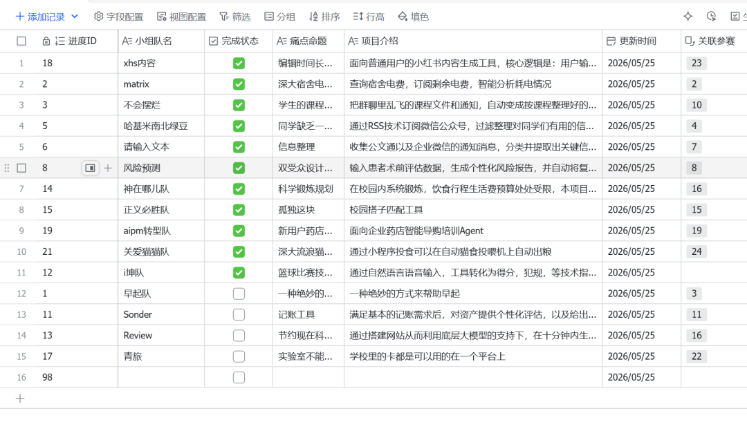 深圳大学首届 Vibe Coding 黑客松真实项目清单截图